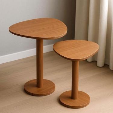 Imagem de Kit 2 Mesas Laterais de Canto Monopé com Tampo Orgânico Mel