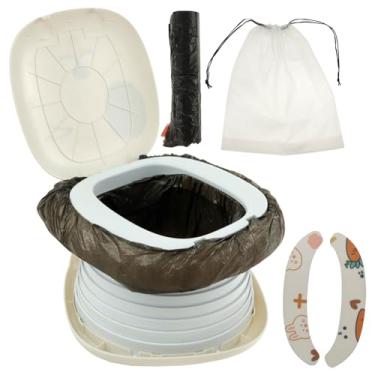 Imagem de Penico de viagem para crianças, penico portátil de plástico ABS com design de curva resistente, fundo antiderrapante, dobrável, com sacos de lixo para carro, uso interno e externo