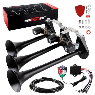 Imagem de Cenzhiwen Buzina de ar de trem para caminhão com kit de controle de 10 tons compatível com carros, motocicletas, picapes. Componentes eletrônicos alternativos para carros e barcos