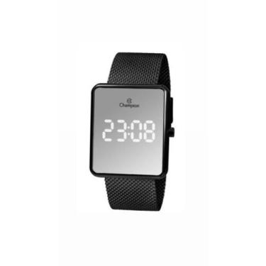 Imagem de Relógio Champion Digital Led Ch40080K Preto Vidro Espelhado