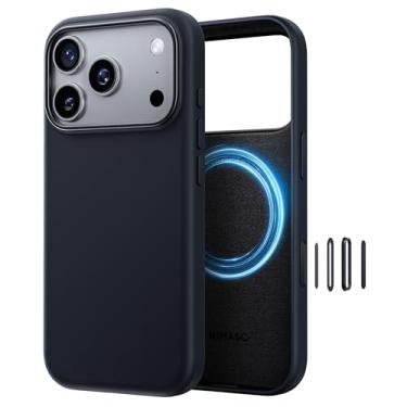 Imagem de NIMASO Capa de silicone para iPhone 17 Pro Max, compatível com MagSafe, proteção de grau militar à prova de choque, toque macio e sedoso, capa magnética fina para iPhone 17 Pro Max, preta