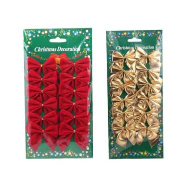 Imagem de TOYANDONA Laços de Veludo Vermelho E Dourado para Árvore de Natal - 12 Peças de Decoração de Guirlanda de Natal, Laço para Mesa de Natal, Decoração de Lareira, Embrulho de Presente