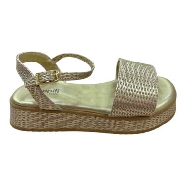 Imagem de Sandália Infantil Feminina Alana Flatform Tramado Dourada (Dourado, BR, Criança de 4 a 8 anos, Numérico, P, 32)