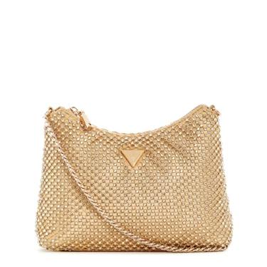Imagem de GUESS Bolsa de ombro Zalina com zíper superior, dourada