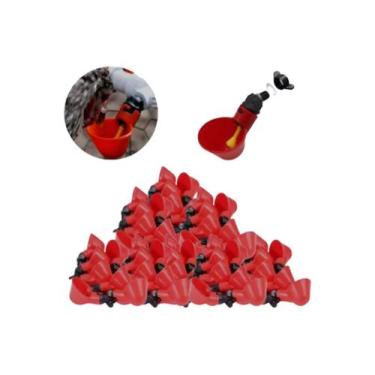 Imagem de 50 Bebedouros Automáticos P/Aves Galinha Codorna Vermelho - Niple