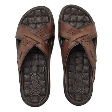 Imagem de Chinelo Masculino Slide Dia a Dia Conforto Couro Pegada