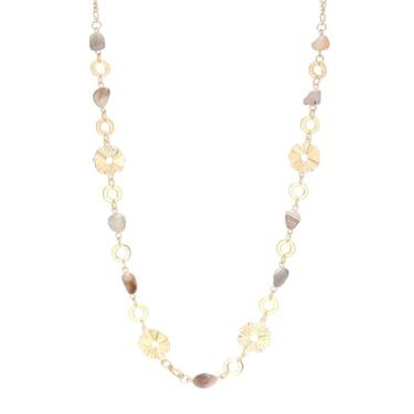 Imagem de Dazylleco Colares longos de ouro para mulheres, colar de ouro delicado com contas de pedra natural, presentes de dia das mães, bijuteria de ouro boho para mulheres, Pedra, Sem Pedra Preciosa