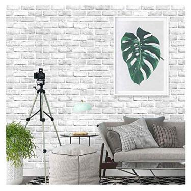 Imagem de Rolo de papel de parede cinza e branco para descascar e colar, papel de contato de tijolo autoadesivo para paredes 17,7 x 78,7 polegadas