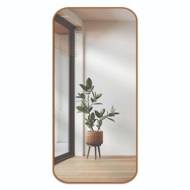 Imagem de Espelho Orgânico Decorativo Retangular Grande Moderno Sala Quarto Banheiro Caramelo