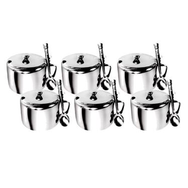 Imagem de Kit 06 Açucareiro Inox Com Colher Para Sua Cozinha 250Ml