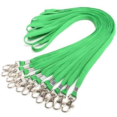 Imagem de Cordões 10 peças de cordão a granel para crachás de identificação, cordão plano com gancho giratório de clipe de crachá (10, verde)