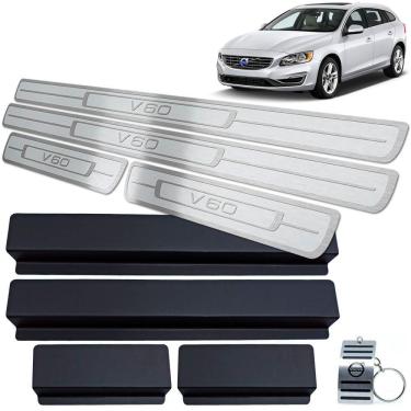 Imagem de Soleira de Porta Em Aço Inox Prata Volvo V60 2012 A 2018