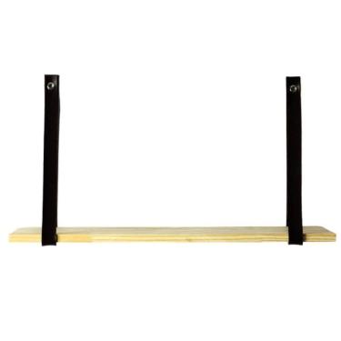 Imagem de Prateleira Madeira Pinus Alças Couro 60cm