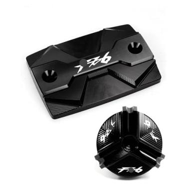 Imagem de BYYINGSUS Tampa de enchimento de óleo de motocicleta protetor de reservatório de fluido de freio frontal compatível com Y&AMAHA FZ6 FZ-6 ZF6N FZ6R FZ6S FA e zero (1 par-preto)