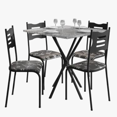 Imagem de Kit Mesa Diamante 542 Sala de Jantar 4 Cadeiras Pés Tubular