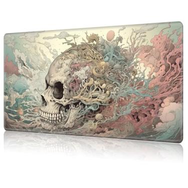 Imagem de MTG Playmat,Game Play Mat for MTG TCG 27.6 x 15.7 inches Cards Game Playmats,Trading Card Game Stitched Play Mats Commander Deck Gaming Desk Mat Card Gameplay Mats-Art Skull