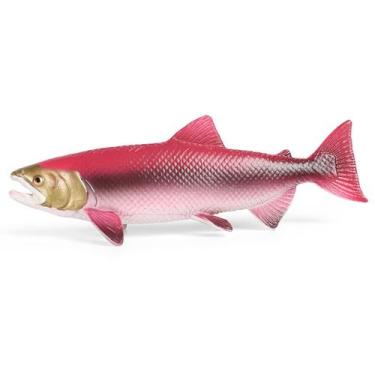 Imagem de Estatueta de peixe salmão, modelo realista de animal oceânico em PVC -