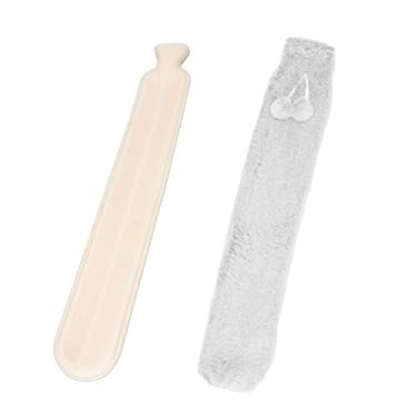 Imagem de Garrafa de água quente Bolsa de água quente à mão Bolsa de água quente de pelúcia de borracha à prova de explosão para aquecimento de cama de inverno 2000ML Grande capacidade (Preto e branco)
