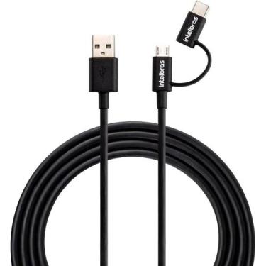Imagem de Cabo 2 em 1 Micro USB e USB-C Intelbras 1.2m Preto