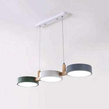 Imagem de Nordic Logs Pendant Light Farmhouse Sala de jantar Teto Cozinha Luz 3-cabeça Redonda Sombra Pendente Iluminação Macaron Cor para Entrada Pia Cozinha Ilha Cozinha