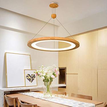 Imagem de Luminária pendente moderna de madeira 30W Lustre circular para restaurante Sala de estar Quarto Cozinha Luz neutra 4500K Ø48CM Ø64CM Luminária suspensa criativa Decoração com opção de 42W
