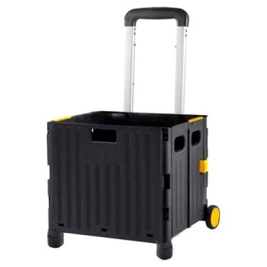 Imagem de Carrinho Dobrável de Carga Ferramentas Multiuso Portátil Reforçado 65L Vira Maleta(Preto)