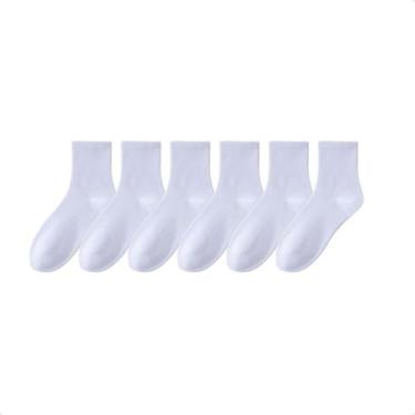 Imagem de Kit 6 Pares De Meias Cano Médio Cores Neutras Confortável Meias Esport