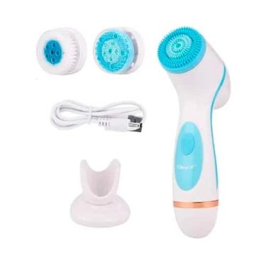 Imagem de Escova massageadora de limpeza facial 3 em 1 de silicone com recarga -