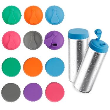 Imagem de Pacote com 12 tampas de silicone para latas de refrigerante, à prova de derramamento, sem BPA, tampa reutilizável e tampas protetoras para latas de cerveja, suco, coca-cola, refrigerantes, serve para