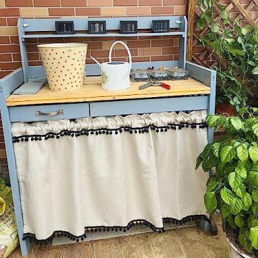 Imagem de RIAAJ Cortina curta de cozinha, 1 unidade, café, peitoris de meia janela, cortinas curtas de cozinha, privacidade/partição, para persianas de porta, casa de banho, armário de abrigo, bege, 130 cm x