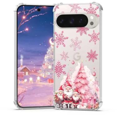 Imagem de BEIMEITU Capa de Natal para Google Pixel 9 Pro XL Floco de Neve Rosa, Design de Árvore de Natal, Capa de Papai Noel, Protetor Flexível para Meninas para Google Pixel 9 Pro XL, Crianças Mulheres