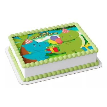 Imagem de Papel arroz para bolo aniversário festa comemoração dinossauro baby - 