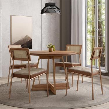 Imagem de Conjunto Sala de Jantar 4 Cadeiras Paraíso Carraro Nogal