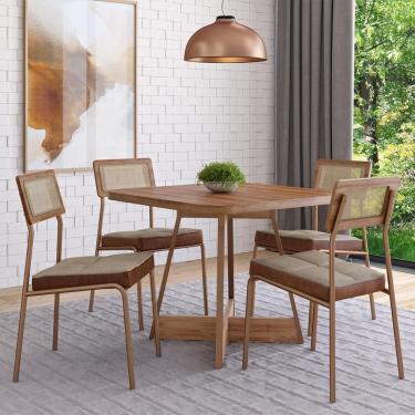 Imagem de Conjunto Sala de Jantar 4 Cadeiras Margarida Carraro Nogal