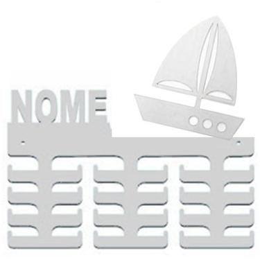 Imagem de Porta Medalhas barco Canoagem remo Preto Suporte MDF Personalizado Gan