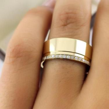 Imagem de Par de Aliancas em Ouro 18K colecao Eternize 8mm, cravada com zirconia