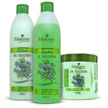 Imagem de Kit Alecrim Maycrene Crescimento e Anti Queda e Caspa Shampoo 500ml Condicionador 500ml Máscara 500g