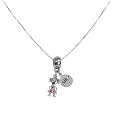 Imagem de Colar Pingente Criança Personalizado Semijoia Presente (Menino, Dourado)