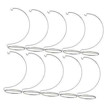 Imagem de 10 Pieces Ornament Display Stand Holder Plant Terrariums Hanger Accessory Multifunctional for Home Office Craft 9x4.3inch, Golden/524(Silvery)