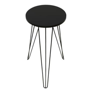 Imagem de Mesa Lateral Redonda Cabeceira Canto Hairpin Tripé 70x30cm (PRETO)