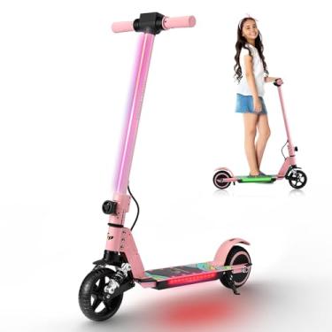 Imagem de HONEYWHALE E10S Patinete Elétrico Infantil, 180W Motor Max, 16KM/H Velocidade Máxima, 6KM Autonomia Máxima, Pedal com 3 Cores de Luzes Gradientes, Suspensão Dianteira, Pneu Sólido de 6,5" (Rosa)