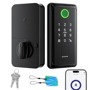 Imagem de Fechadura inteligente com teclado, maçaneta de porta com fechaduras, fechadura de entrada sem chave com alça maçaneta biométrica 6 em 1 com aplicativo de teclado de senha, fechaduras para quarto, casa