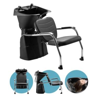 Imagem de Lavatório de Cabelo com Cuba Reclinável Dompel Top Salão de Beleza e Cabeleireiro Preto