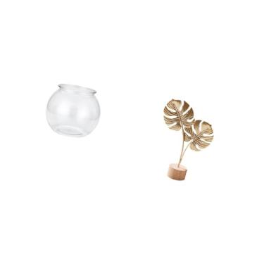 Imagem de Fenteer Escultura de Folha de Metal Transparente para Aquário Pequeno, Estátua de Folha de Metal, Pequeno Ornamento Redondo, Aquário, Vaso de Mesa para Mesa D