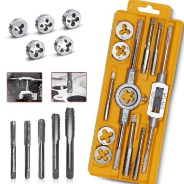 Imagem de Conjunto de Machos e Cossinetes EPICA STAR 12 Peças | Kit para Roscar Interna e Externa M6-M12 | Inclui Alça em T e Porta-Cossinete | Para Madeira, Alumínio e PVC | Modelo EP-30597