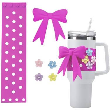 Imagem de Acessórios decorativos para garrafa de água esportiva Stanley Cup Tumblers Essentials Cup Strap and Flower Jewelry Conjunto de pingentes para 400 ml, 850 g, 1,134 g