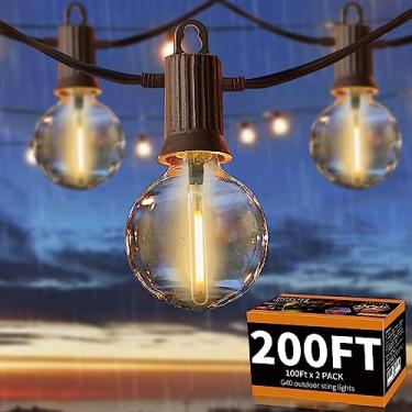 Imagem de ZOTOYI Luzes LED para Ambientes Externos 200FT (2 pacotes com 30 m), luzes de corda globo G40 com 100+4 lâmpadas à prova de queda, luzes de pátio à prova d'água reguláveis para pátio bistrô fora do quintal, 2700K branco quente