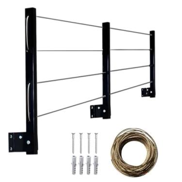 Imagem de Varal De Roupa Retrátil Parede Muro Apartamento Casa 3 hastes Até 8 metros + kit de montagem