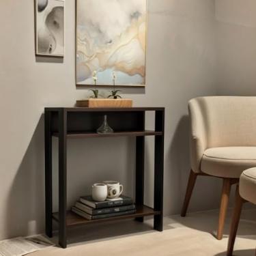 Imagem de Aparador mesinha todo MDF, Mesa lateral de sofa, mesa de apoio, escritório, cozinha, Sala(PRETO E FREIJÓ)