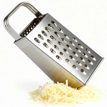 Imagem de Ralador 4 Faces Aço Inox 18cm – Lâminas Afiadas, Corte Fino, Médio, Grosso e Fatiador, Ideal para Queijos, Frutas, Verduras e Legumes - Antiferrugem, Prático, Multifuncional, Resistente